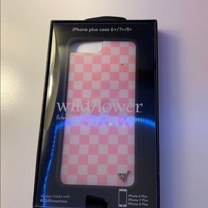 wildflower pink checker iphone plus case 6+,7+,8+